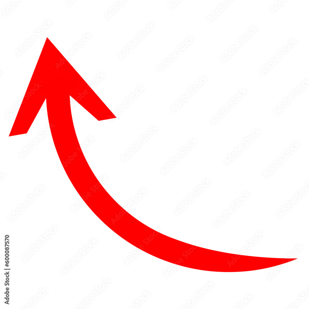 Red arrow up sign transparent. Curved line arrow. Red arrow up sign transparent. Curved line arrow.