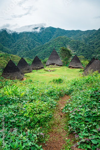 Obraz na płótnie panoramic view of wae rebo village, indonesia w salonie