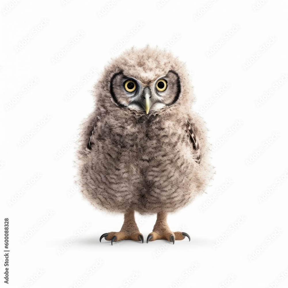 Fototapeta premium Baby Owl isolated on white (generative AI)