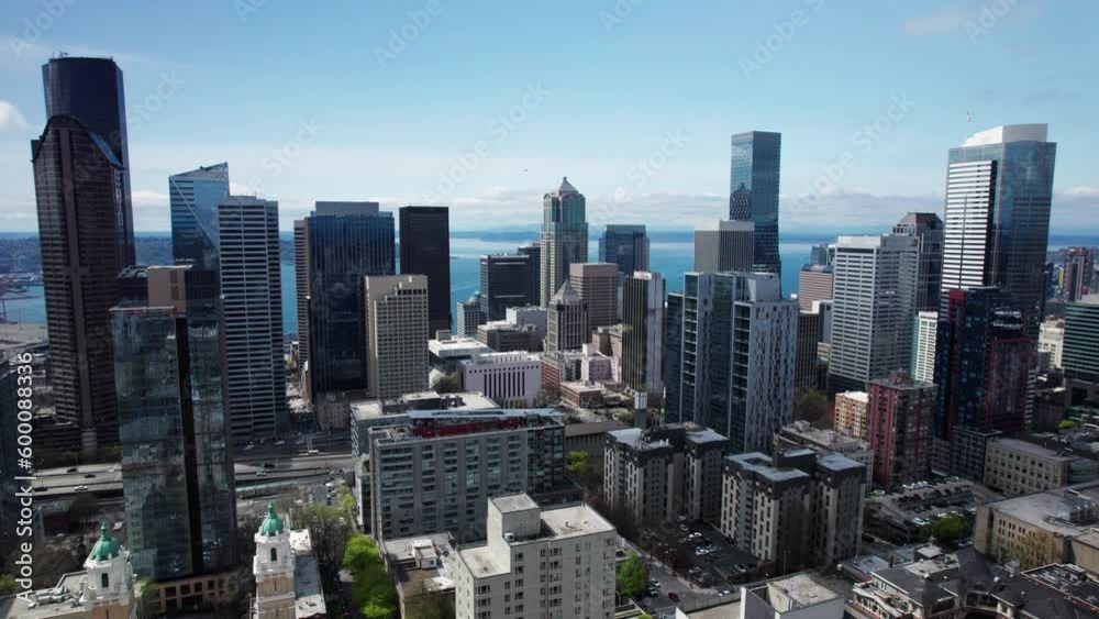 Modern Skyscraper Buildings in Seattle Skyline Aerial Modern Skyscraper Buildings in Seattle Skyline Aerial