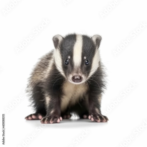 Baby Badger isolated on white (generative AI)