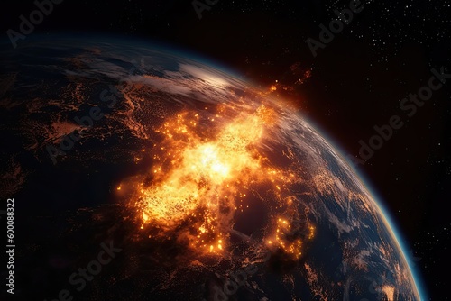 Burning earth or globe  for environmental protection and climate change concepts  digital illustration.