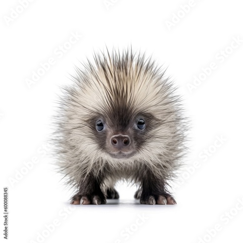 Baby Porcupine isolated on white (generative AI)