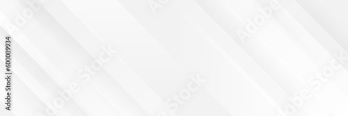 Abstract geometric white and gray on light silver gradient background. Modern banner design. Vector Illustration