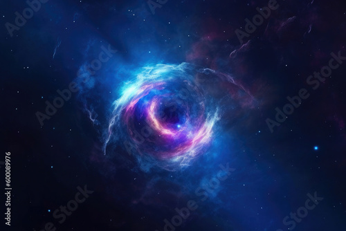 Blue and purple space background. Generative AI