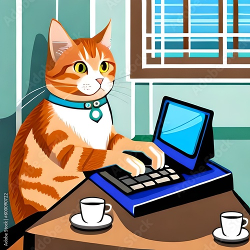 cat and laptop