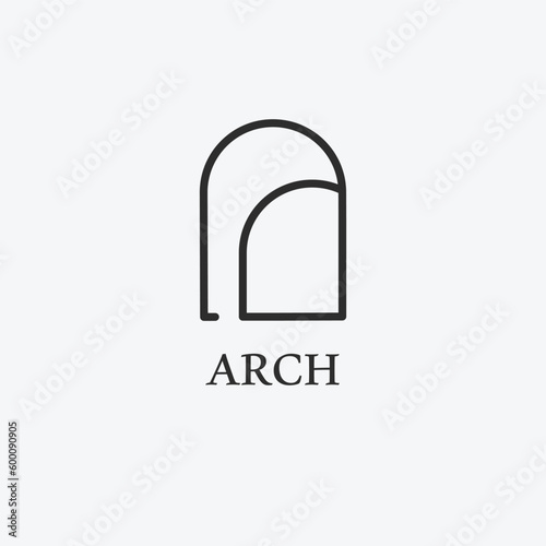 arches line art icon logo with combine letter a r c h, arch logo design.
