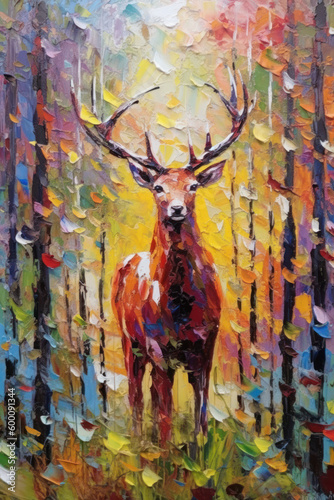 Artistic impasto style painting of a deer