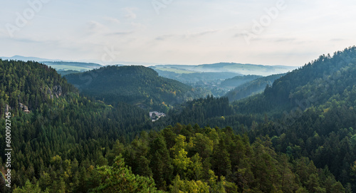 View from Strrmen castle ruins in Teplicke skaly in Czech republic