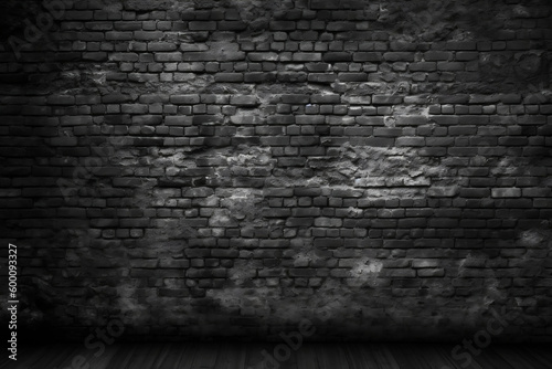 Black brick wall  dark background for design.Generative AI