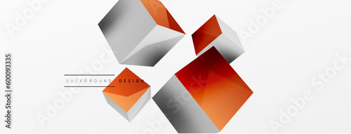 Free Download 3d cubes vector abstract background. Composition of 3d square shaped basic geometric elements. Trendy techno business template for wallpaper, banner, background or landing - GFXLoad
