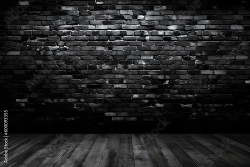 Black brick wall  dark background for design.Generative AI