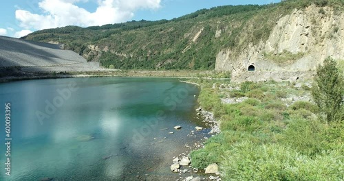 The Colbun Dam aerial view, dam in Chile located on lake Colbun photo