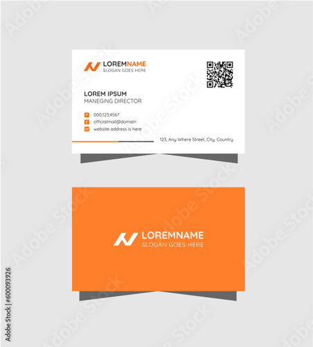 Corporate business card design. Simple and clean professional visiting card for company or office. Modern calling card layout design.