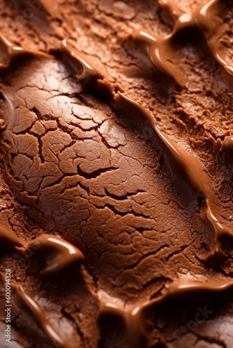 Macro detailed texture of dark chocolate ice cream background. Sweet food concept