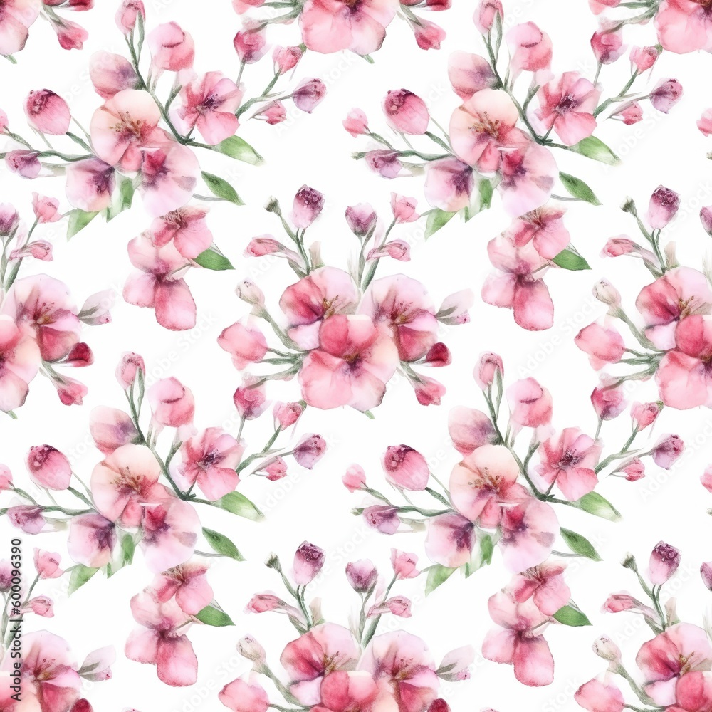 seamless pattern with pink flowers