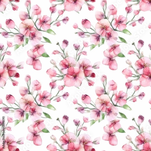 seamless pattern with pink flowers