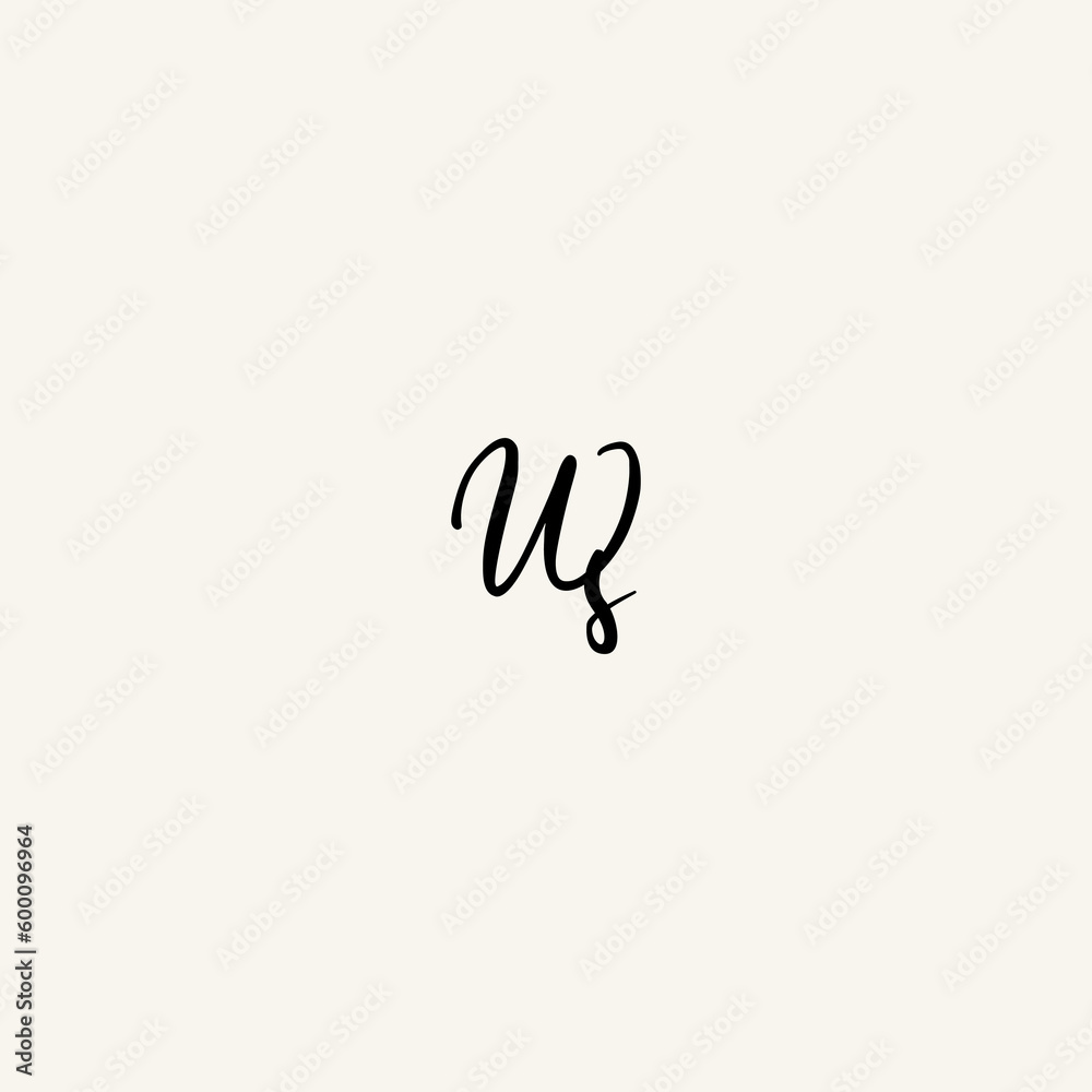 WS black line initial script concept logo design