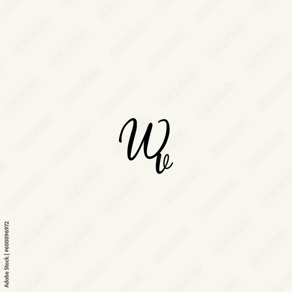 WV black line initial script concept logo design WV black line initial script concept logo design