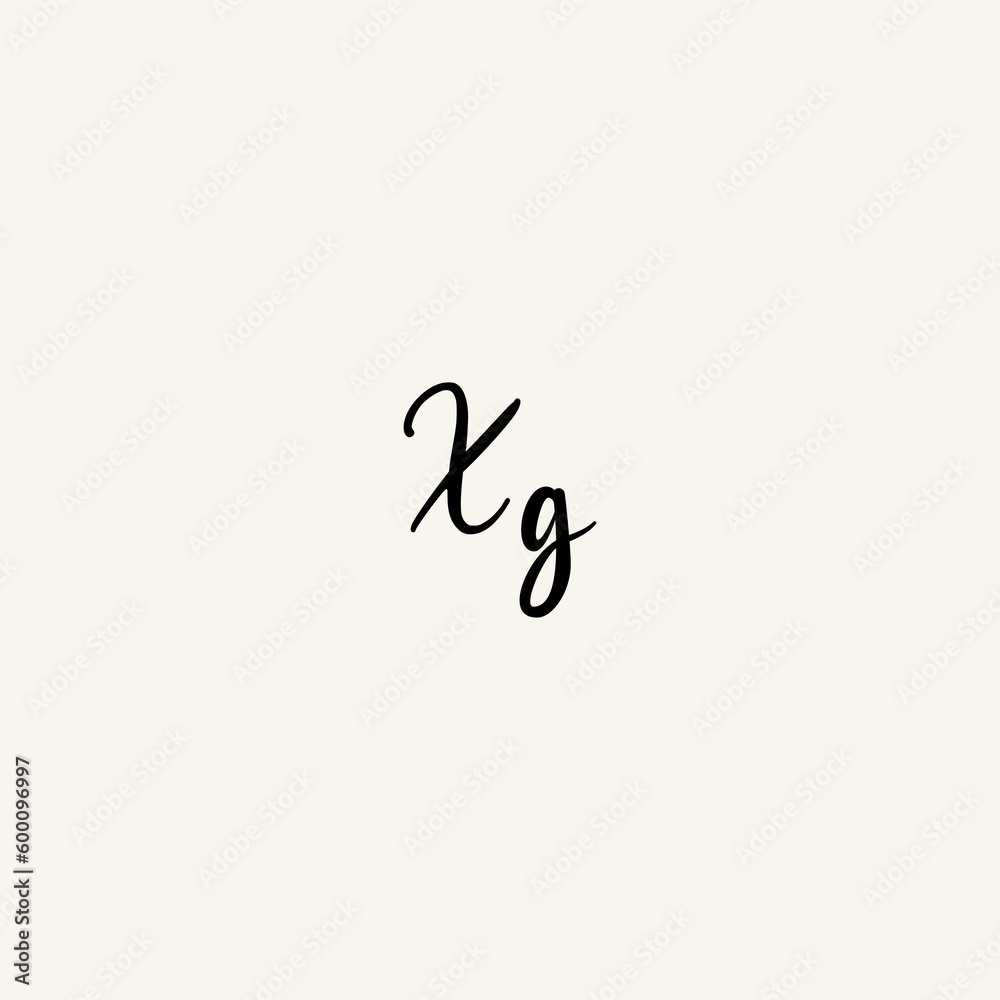 XG black line initial script concept logo design XG black line initial script concept logo design