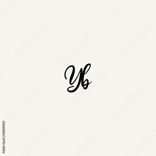 YB black line initial script concept logo design