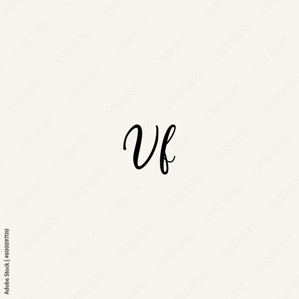 VF black line initial script concept logo design VF black line initial script concept logo design