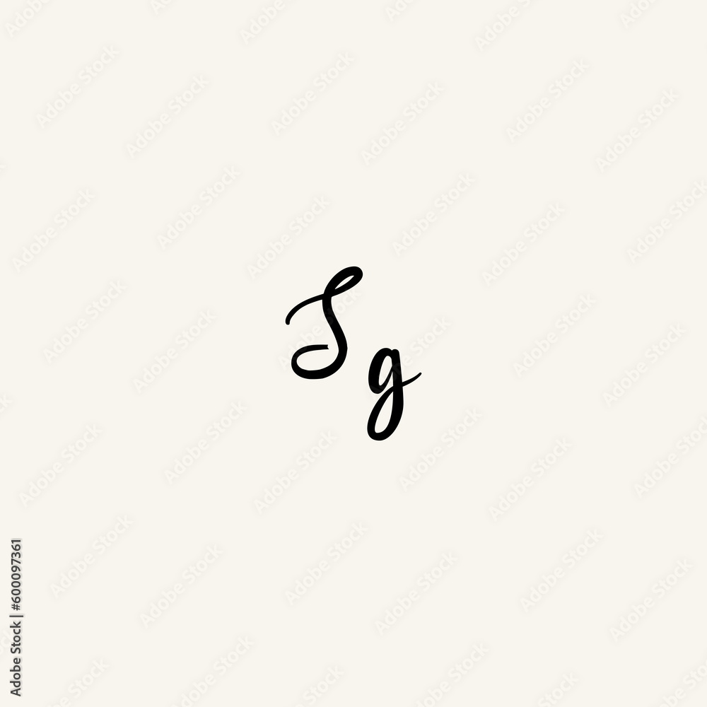 SG black line initial script concept logo design SG black line initial script concept logo design