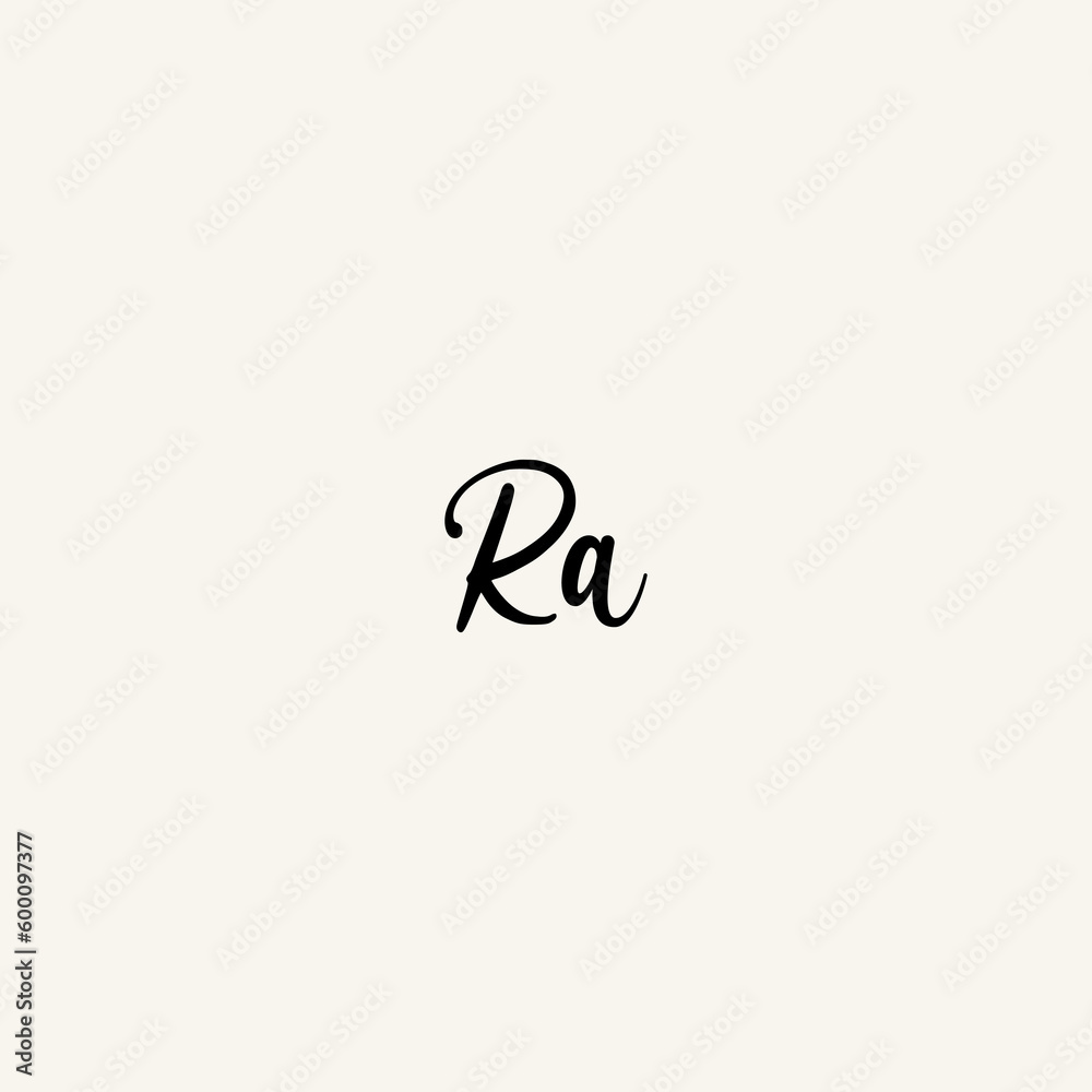 RA black line initial script concept logo design RA black line initial script concept logo design