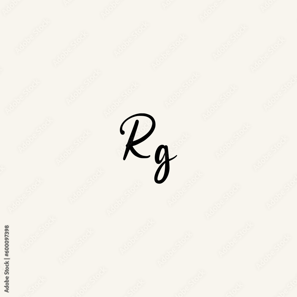 Obraz premium RG black line initial script concept logo design