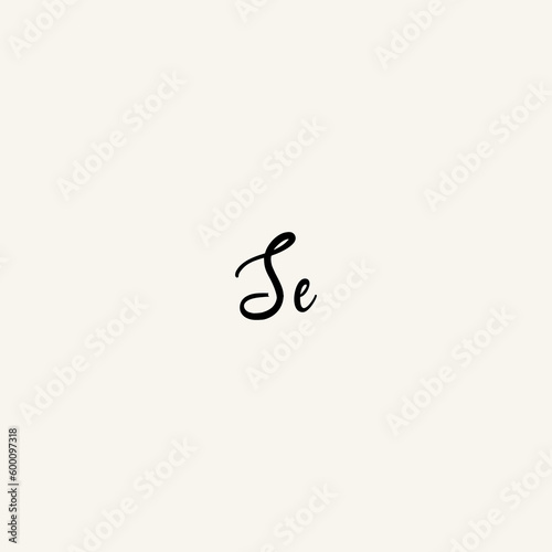 SE black line initial script concept logo design
