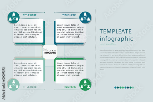 Flat Square chart infographic from 4 element