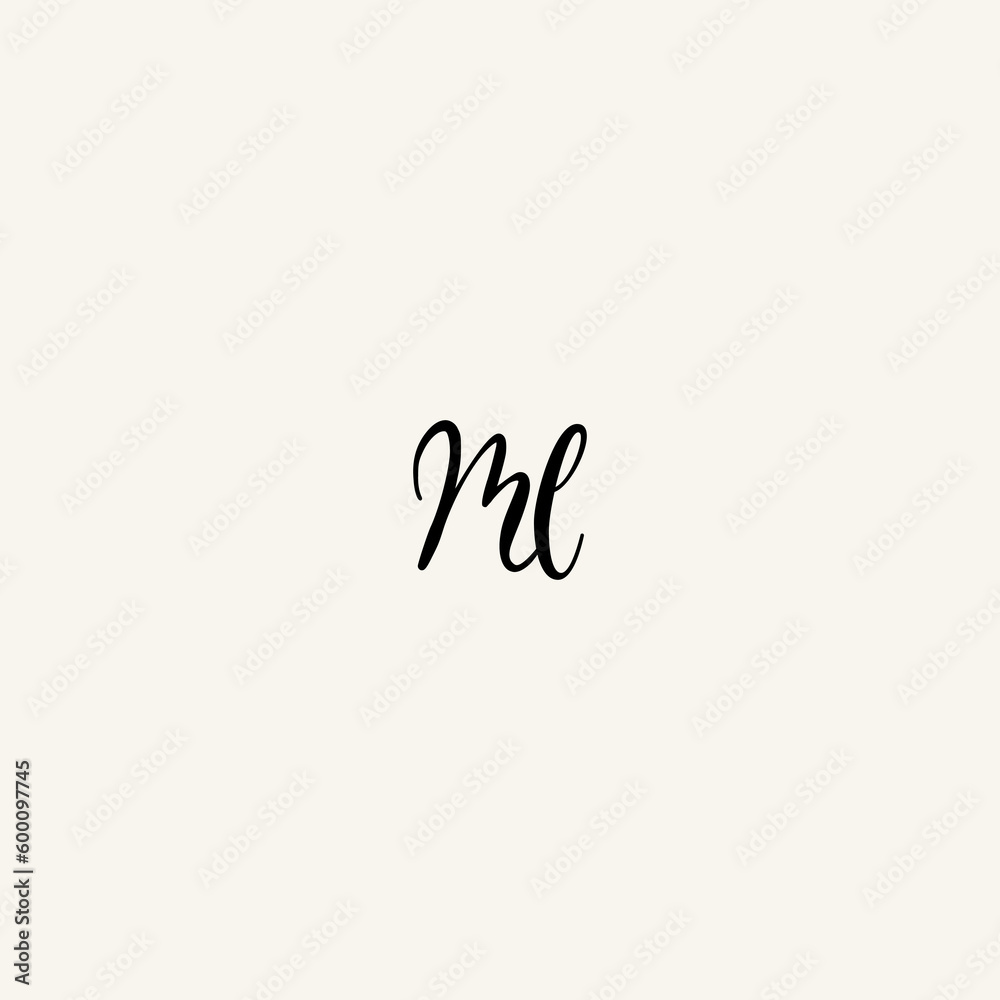 ML black line initial script concept logo design ML black line initial script concept logo design