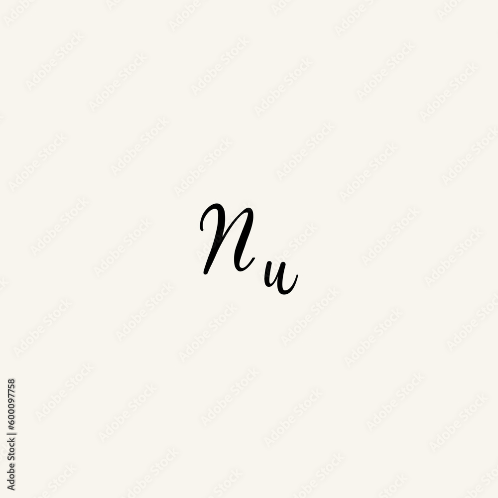 NU black line initial script concept logo design NU black line initial script concept logo design