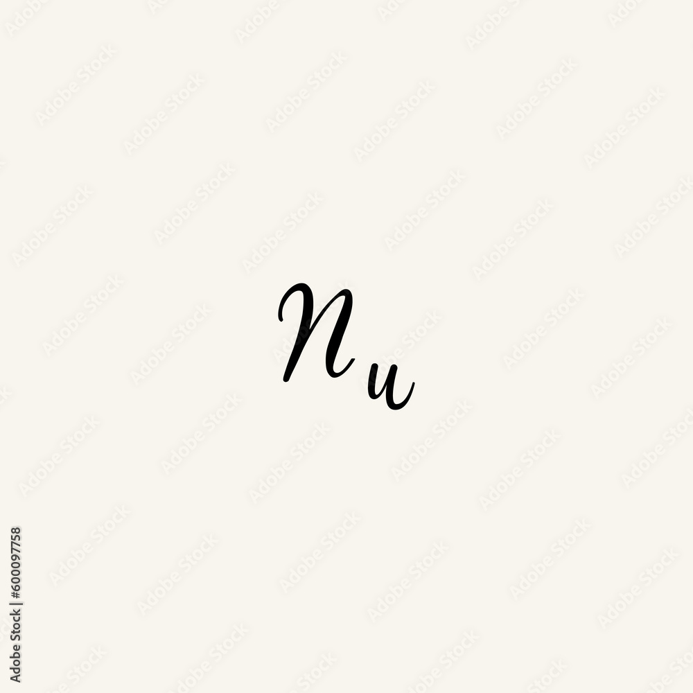 NU black line initial script concept logo design