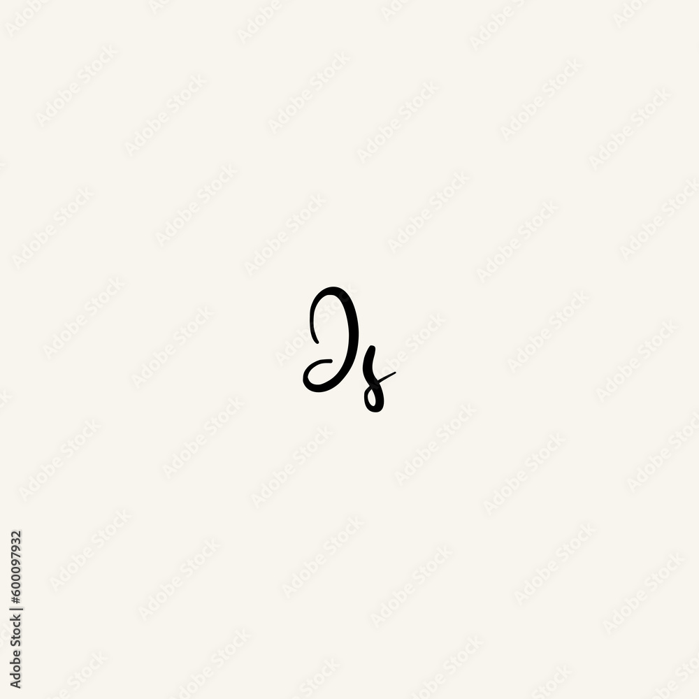 JS black line initial script concept logo design JS black line initial script concept logo design