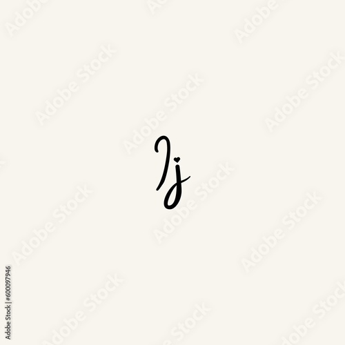 IJ black line initial script concept logo design