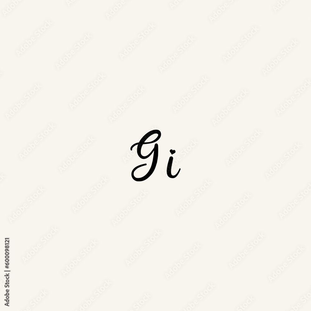GI black line initial script concept logo design GI black line initial script concept logo design