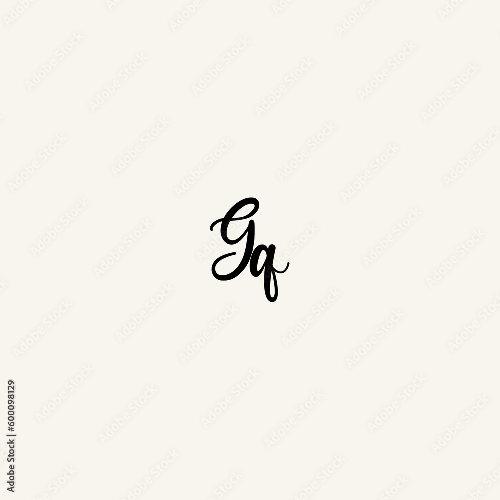 GQ black line initial script concept logo design GQ black line initial script concept logo design