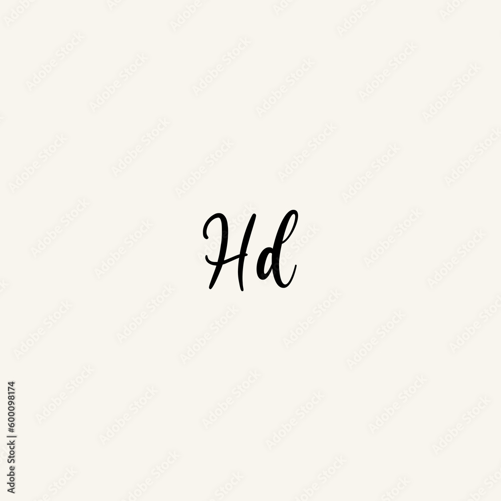 HD black line initial script concept logo design