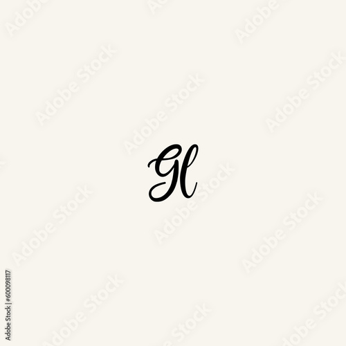 GL black line initial script concept logo design