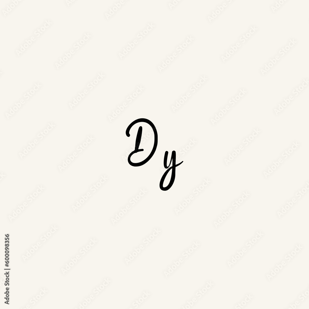 DY black line initial script concept logo design