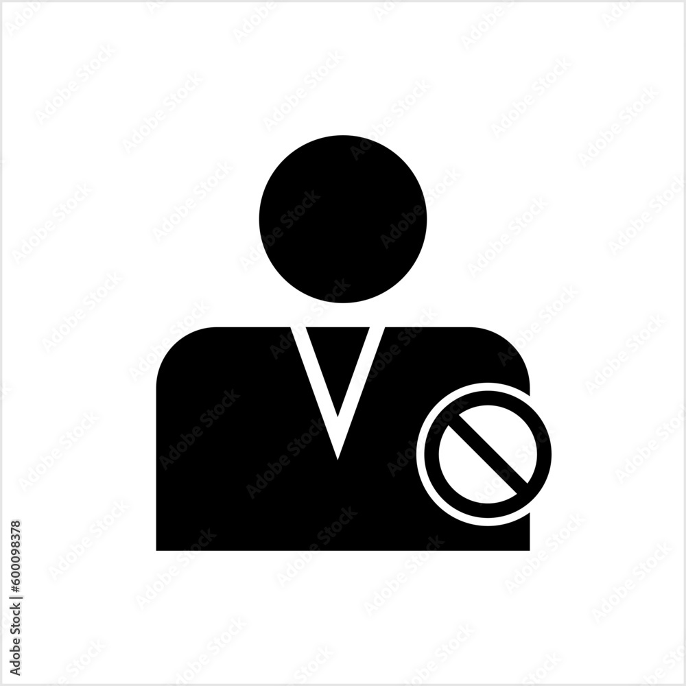Blocked User Icon, Digital Account Access, Action Login Disallowed, Denied Blocked User Icon, Digital Account Access, Action Login Disallowed, Denied