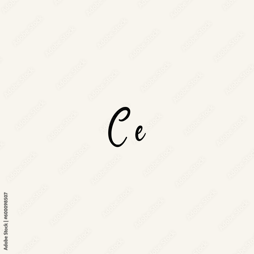 CE black line initial script concept logo design CE black line initial script concept logo design