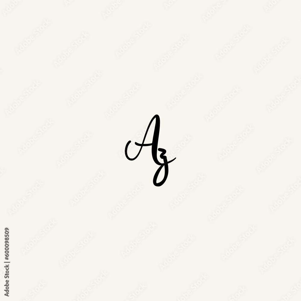AZ black line initial script concept logo design AZ black line initial script concept logo design