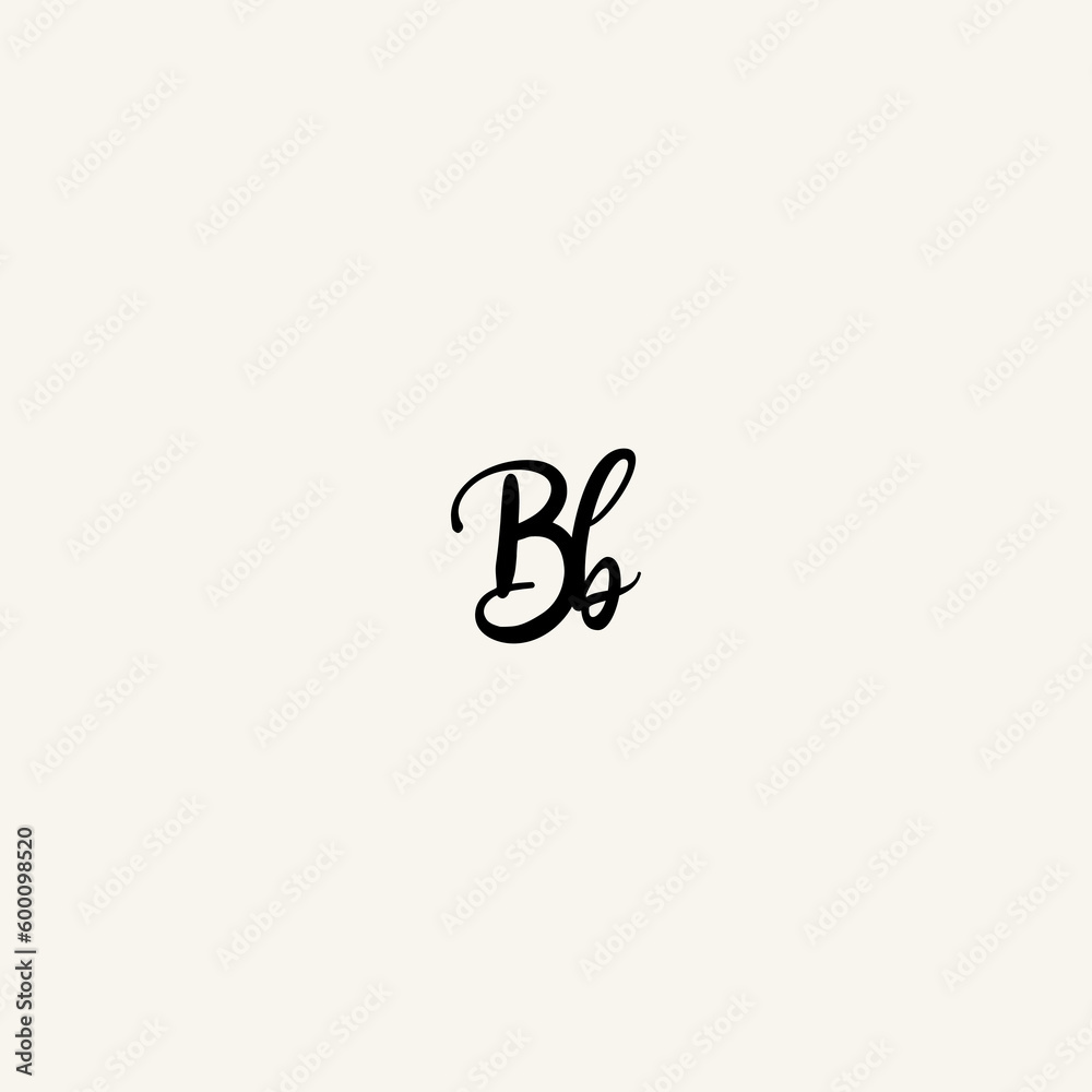 BB black line initial script concept logo design