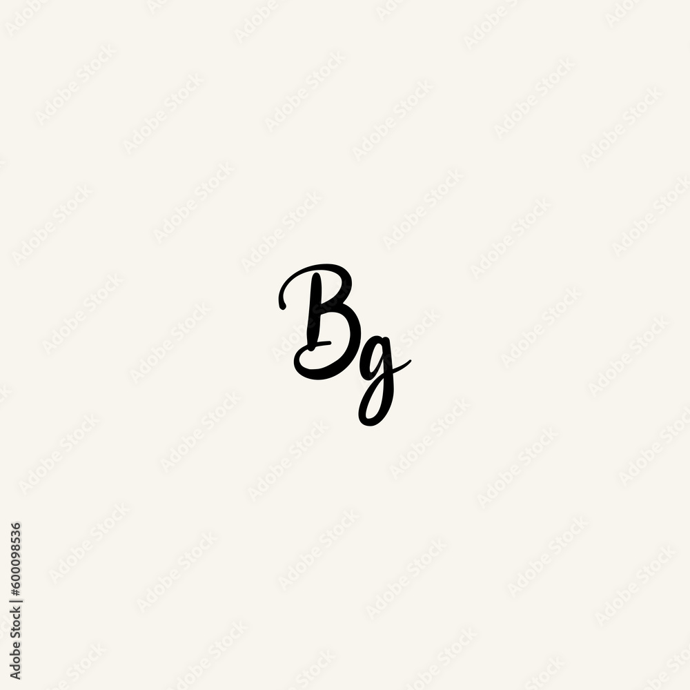 BG black line initial script concept logo design BG black line initial script concept logo design