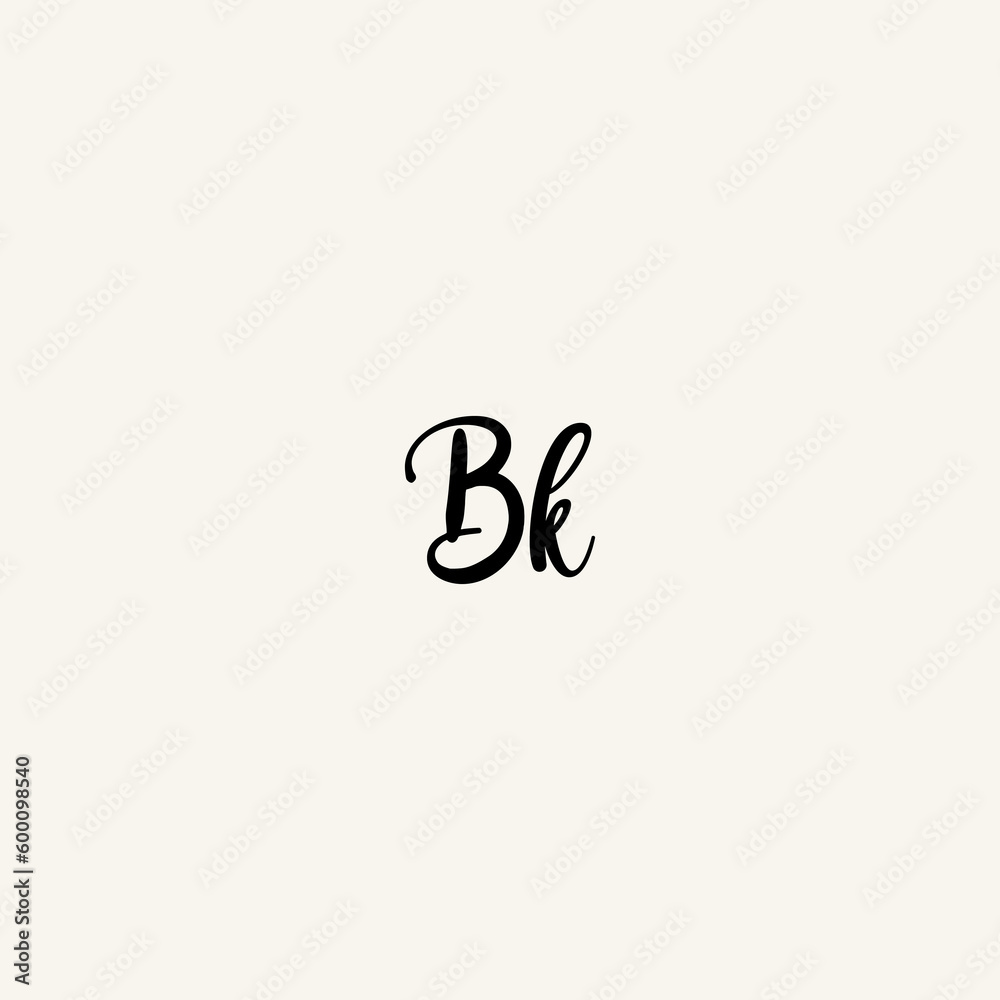 BK black line initial script concept logo design