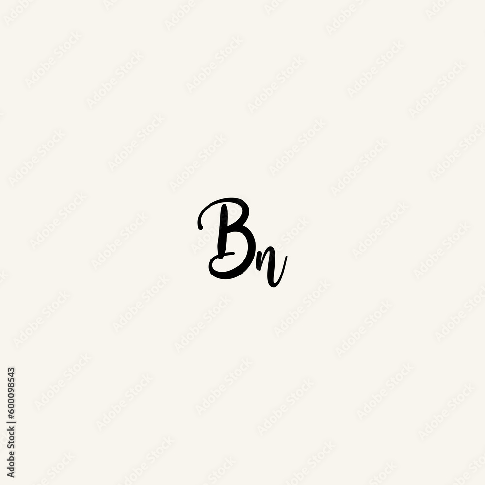BN black line initial script concept logo design BN black line initial script concept logo design