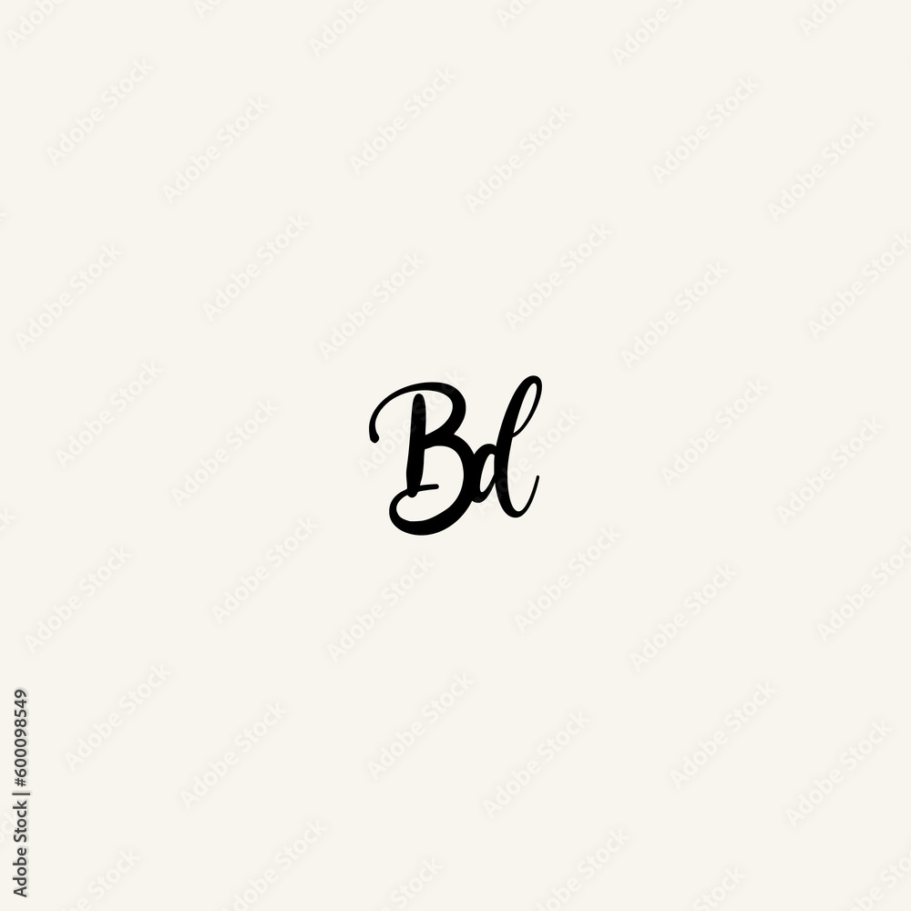 BD black line initial script concept logo design BD black line initial script concept logo design