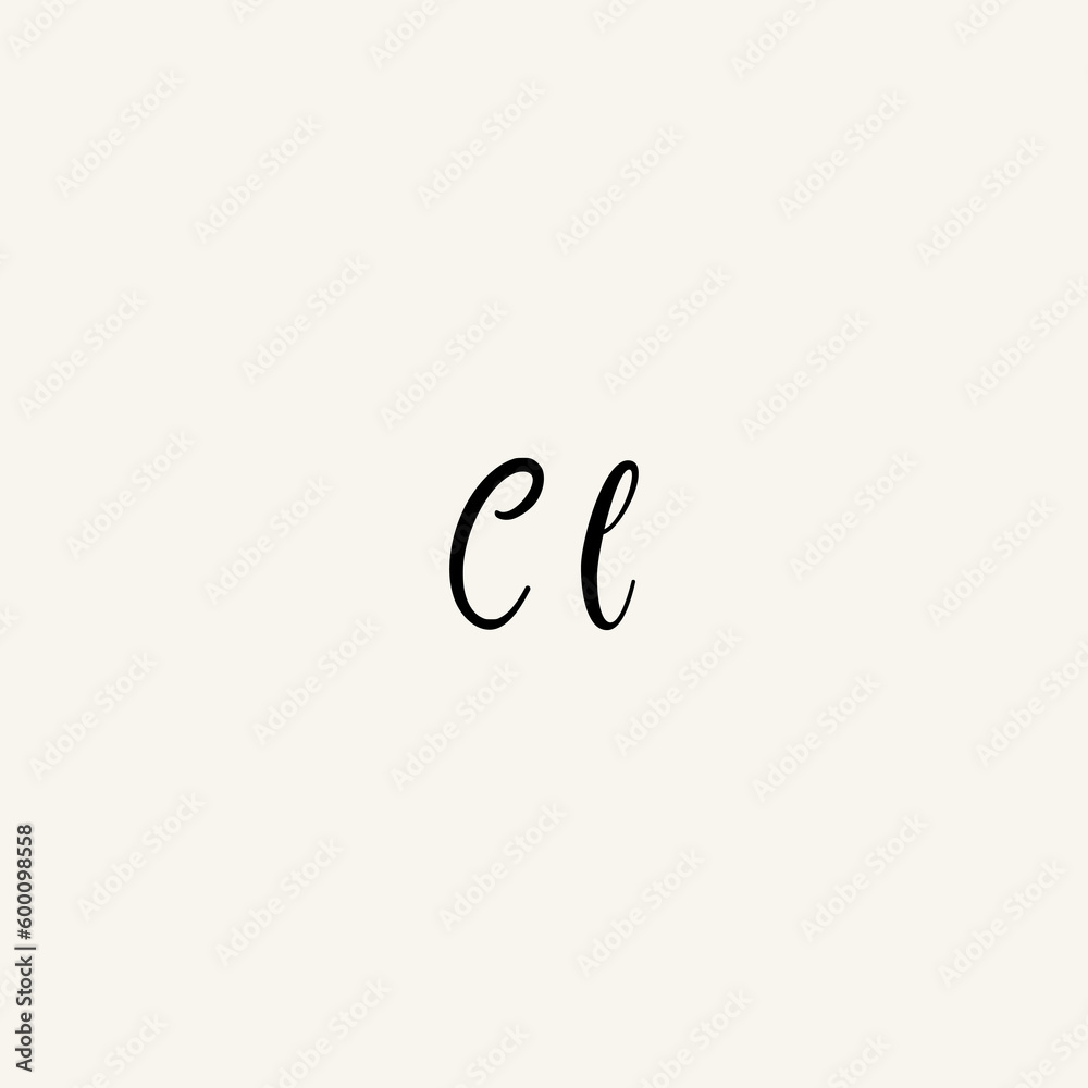 CL black line initial script concept logo design
